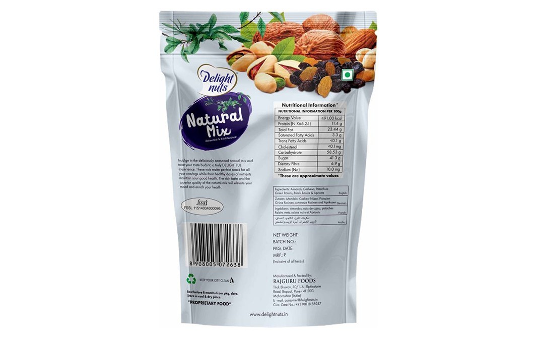 Delight Nuts Natural Mix    Pack  200 grams